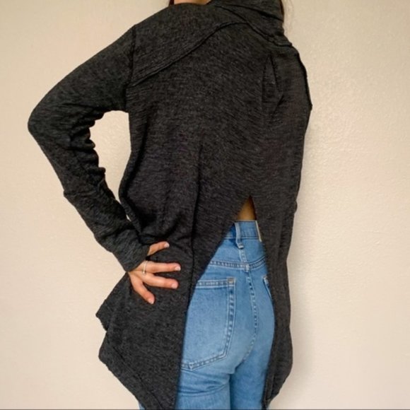 Free People Turtleneck Sweater Knit Split Back Grey Size XS - Picture 14 of 15